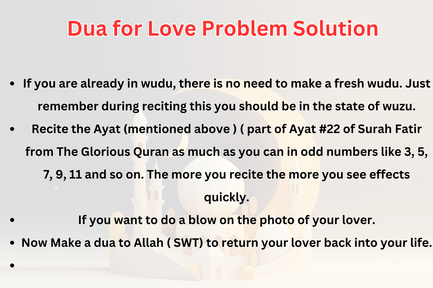 Discover the most powerful Dua for Love Problem Solution to remove misunderstandings, heal...