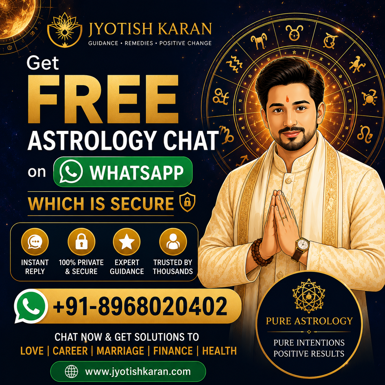 Do you also want to Get free astrology chat on whatsapp which is secure? This is the place...
