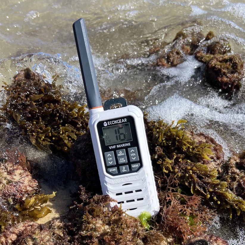 ECOXGEAR EXM300 3.0W IP67 VHF Marine Handheld Radio is fully waterproof and floats when dr...