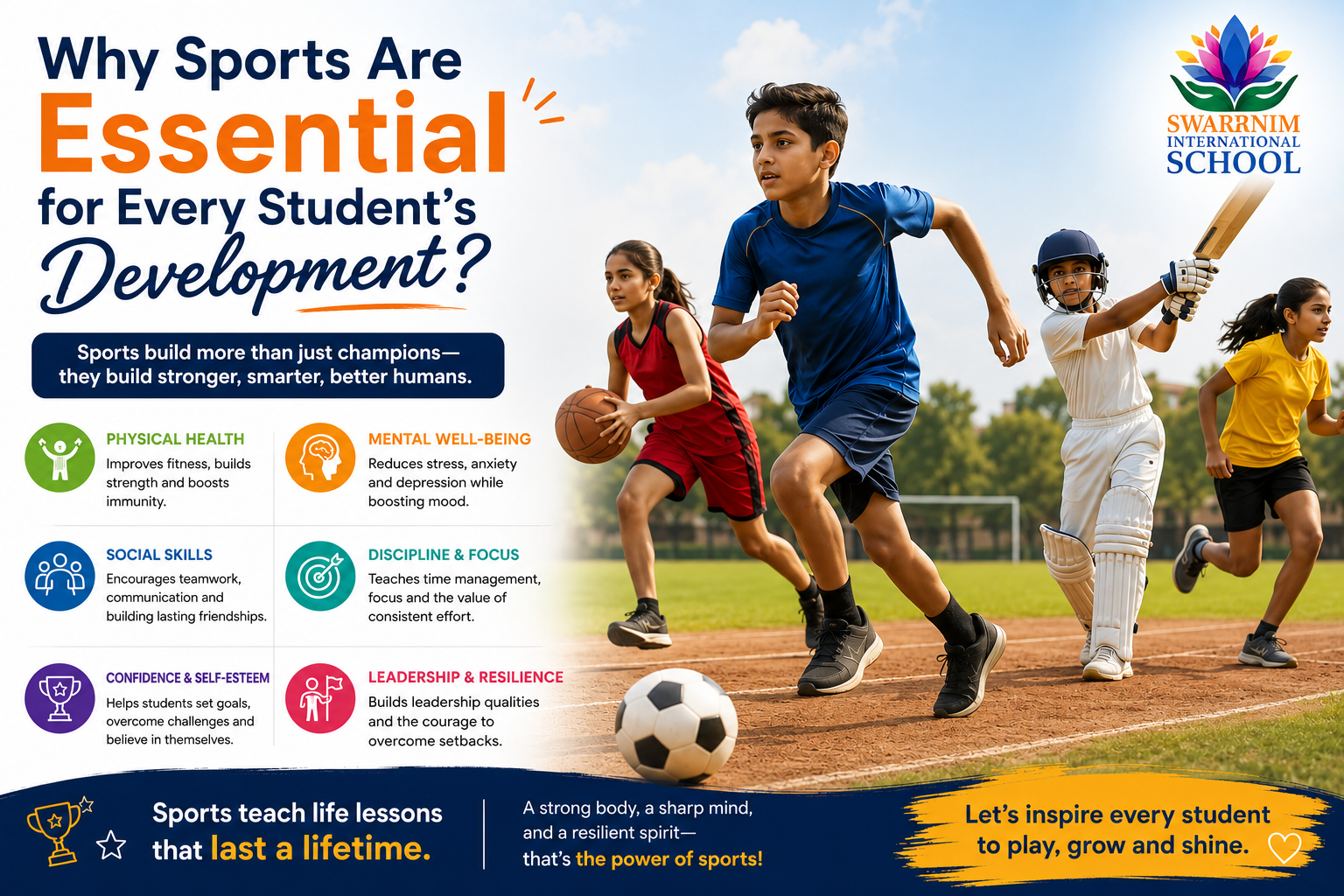 Explore the importance of sports for students and how Swarrnim International School, Gandh...