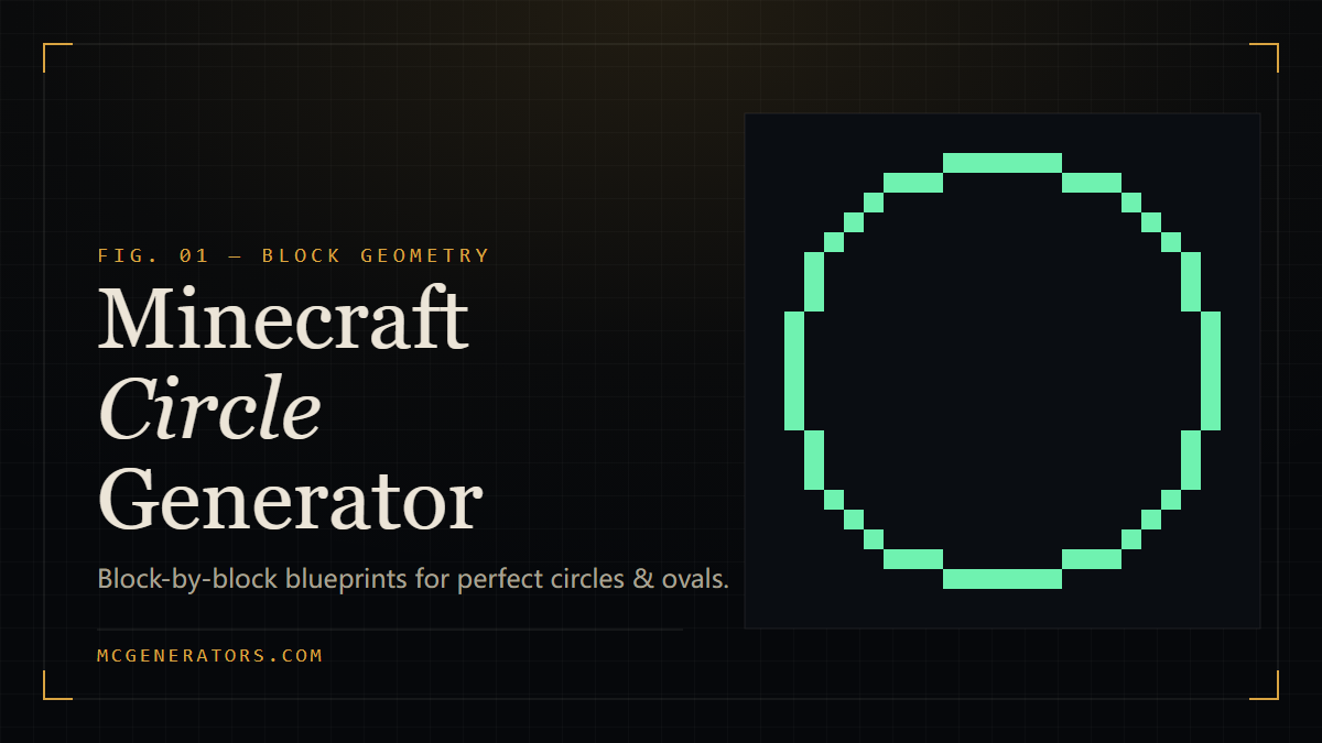 Free Minecraft circle generator with block-by-block blueprints. Build pixel circles, ovals...