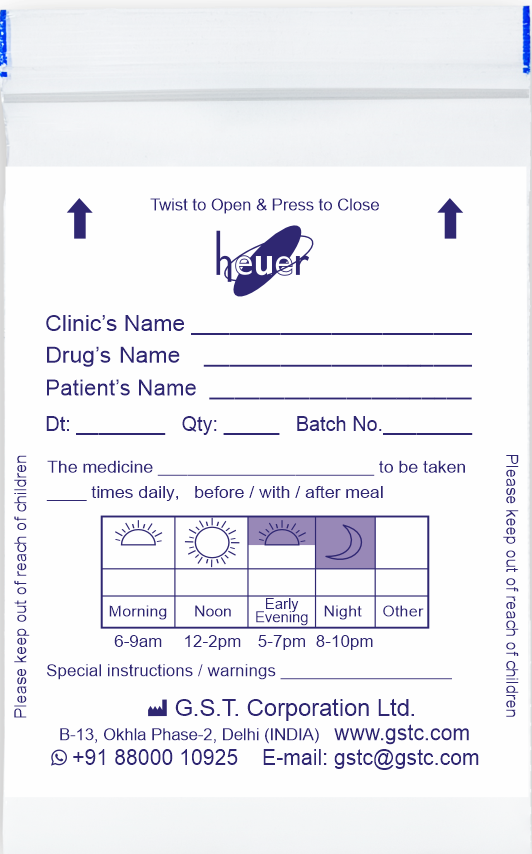 GSTC manufactures high-quality Medicine Ziplock Pouches for secure, sterile, and moisture-...