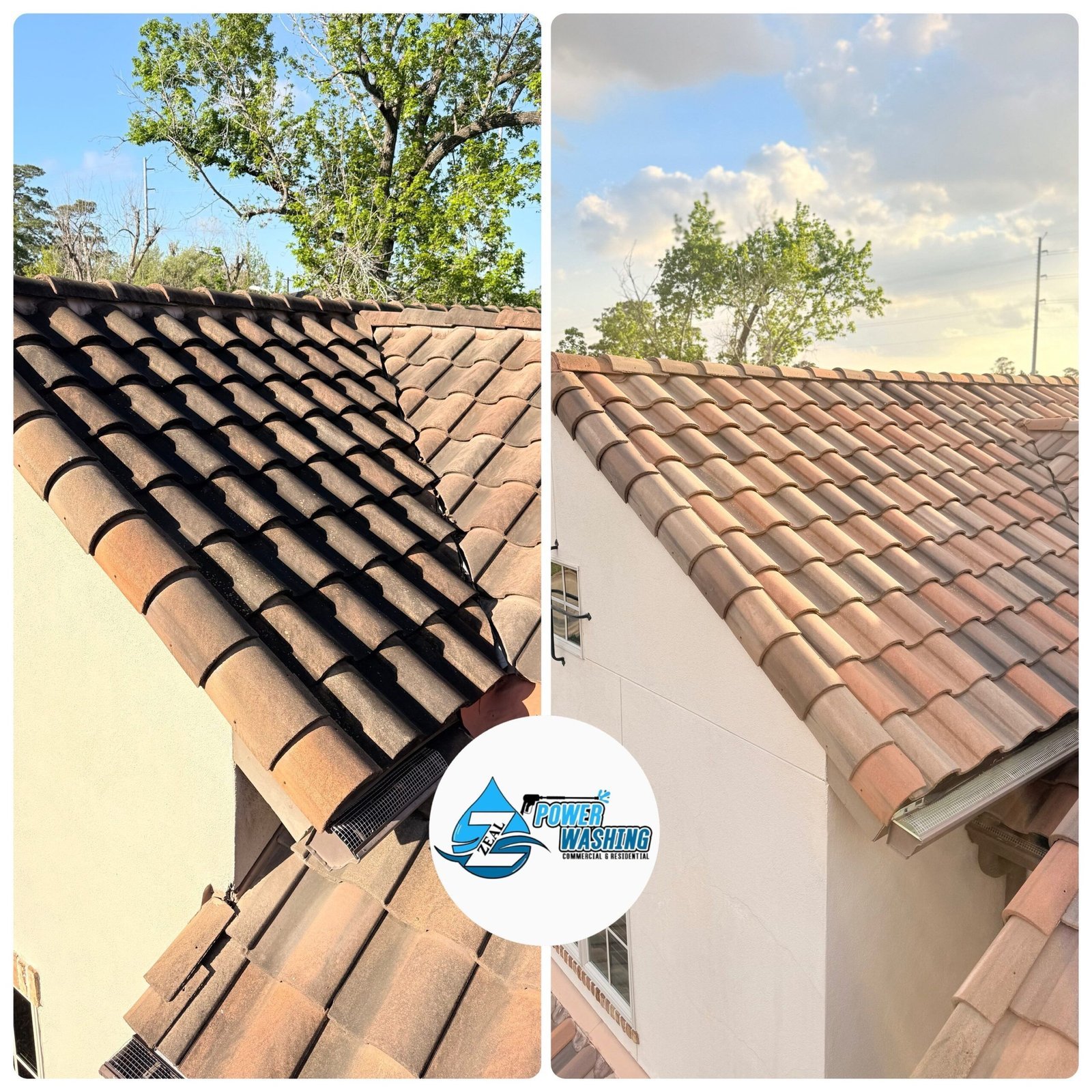 Houston roof cleaning experts use safe soft washing to kill algae & moss without damaging ...