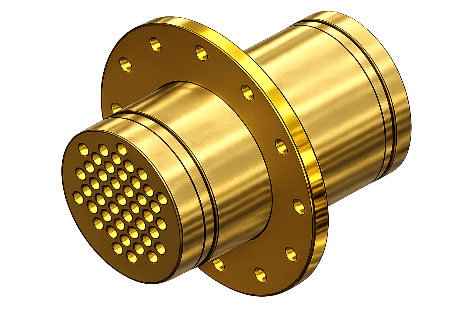 The RF-shielded piping penetration provides a controlled fluid passage for shielded enclos...