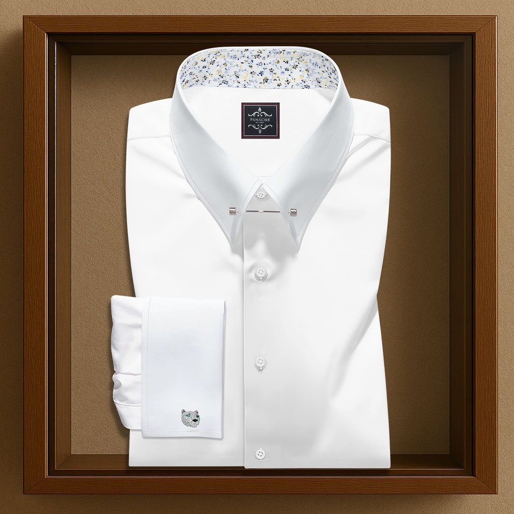White Pin Collar Shirt | 100% Cotton Poplin 100% Cotton Poplin Fabric – Lightweight, smo...